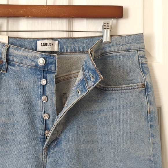 Agolde Riley Bitter High Rise Straight Leg Cropped Button Fly Jeans 32 - Picture 7 of 16